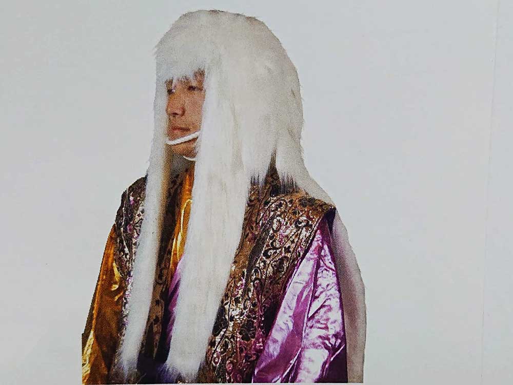 歌舞伎白色９０cm毛付きカツラ